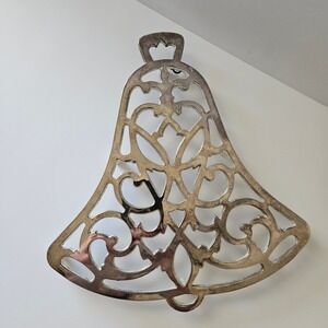 Vtg Wm A Rogers Silver Plated Trivet Holiday Christmas Bell - Rubber Feet